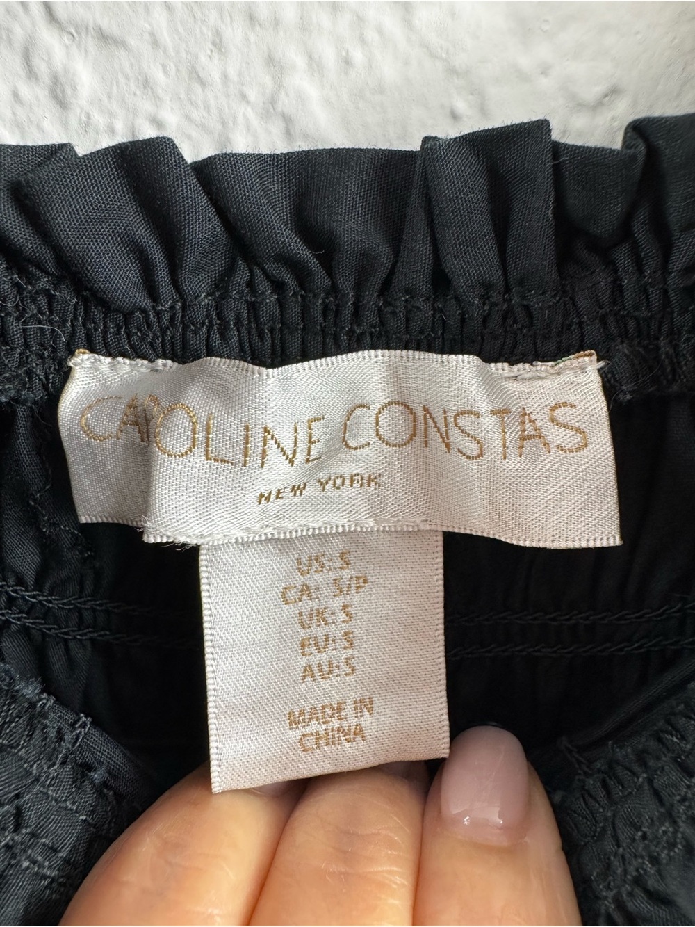 Caroline Constas Black Cotton Poplin Smocked Shirred Puff Sleeve Maxi Dress Sz S - Picture 10 of 12